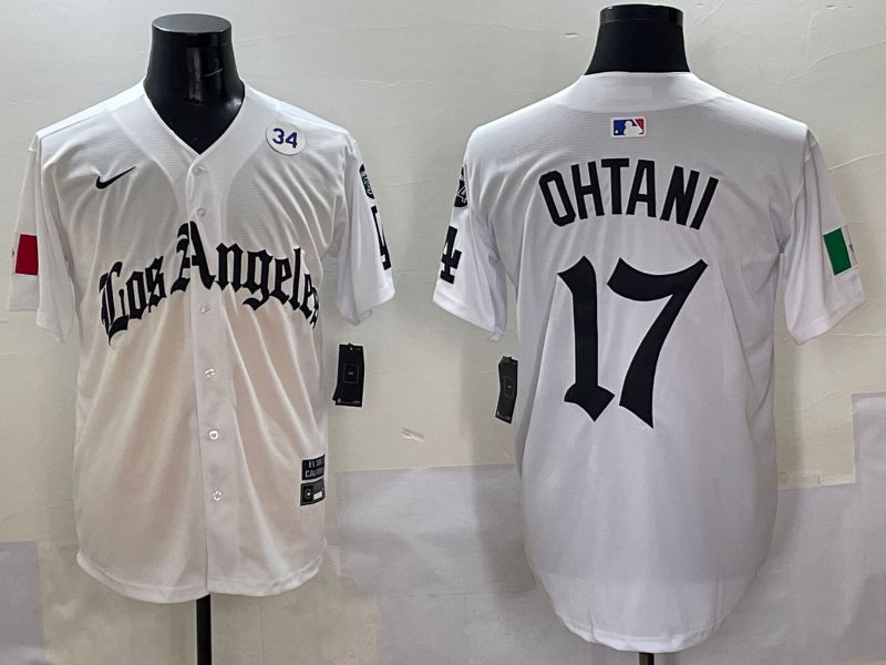 Men Los Angeles Dodgers #17 Ohtani White Five generations Joint Name 2025 Nike MLB Jersey style 9